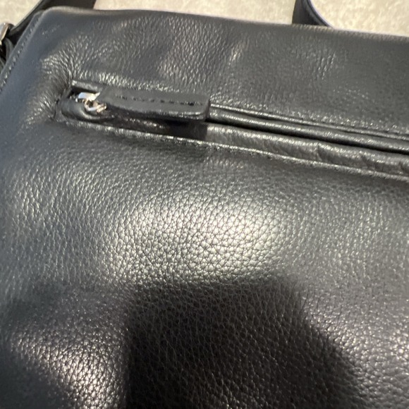 Vtg FOSSIL Leather Crossbody Messenger Flap Bag Black Laptop Business Career Y2K - Picture 2 of 14